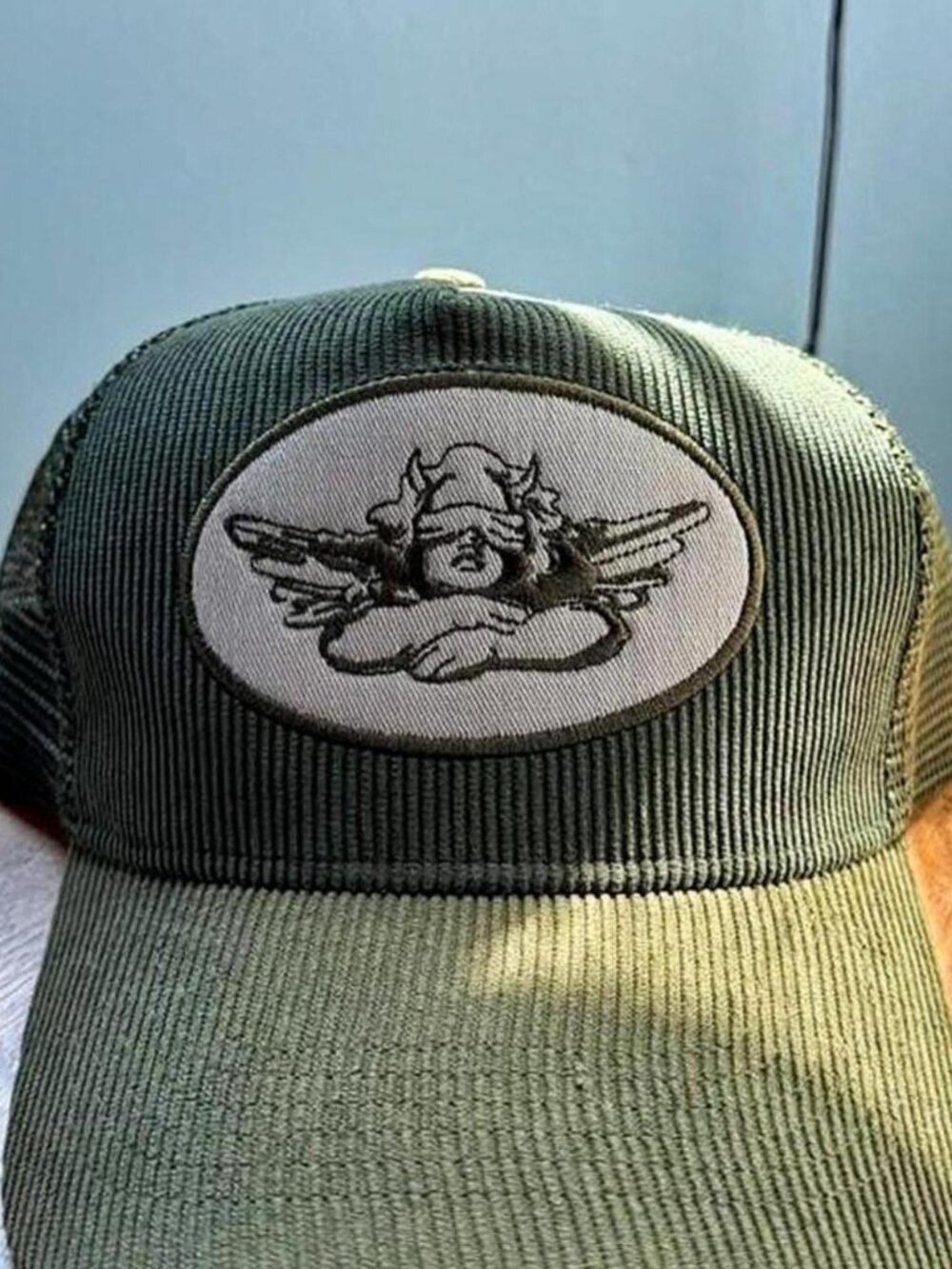 Boys Lie Trucker Hat in Olive Green - Unisex